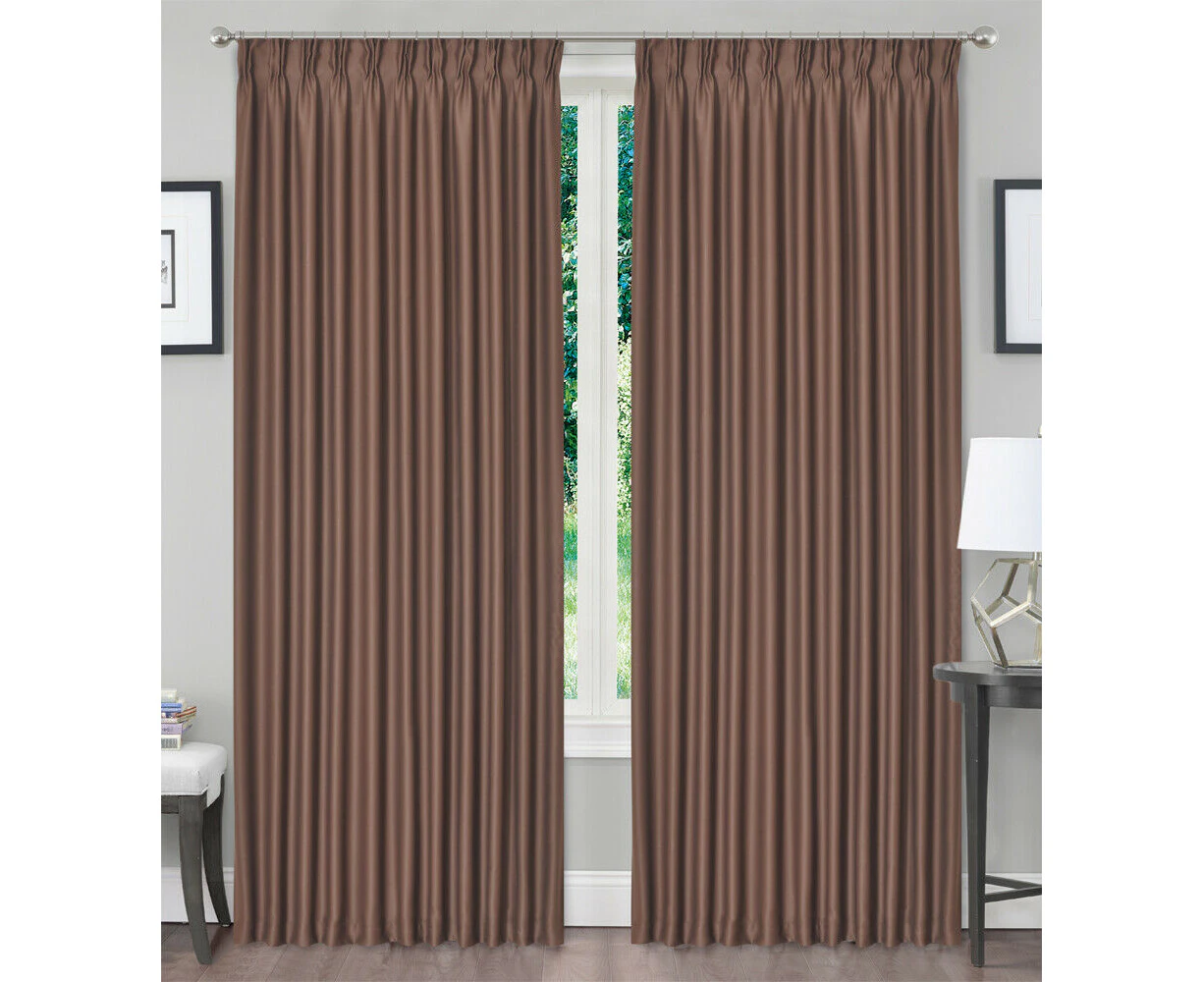 3Layers Fabric Blackout Pinch Pleat Curtain Drapes Chocolate Color 1 Panel