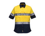 Prime Mover Ladies 2 Tone Regular Weight Short Sleeve Shirt with Tape Women's - Yellow-navy