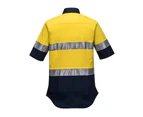 Prime Mover Ladies 2 Tone Regular Weight Short Sleeve Shirt with Tape Women's - Yellow-navy