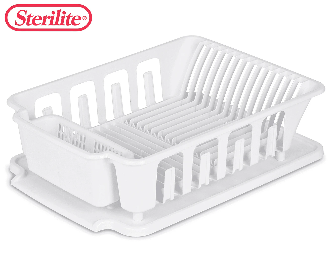 Sterilite Large 2-Piece Ultra Sink Dish Rack Drainer Set - White