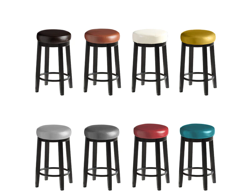 2x Levede PU Leather Swivel Bar Stool Kitchen Stool Dining Chair Wooden Barstool