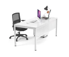 Litewall 2000 - Office Desk Commercial Entry Level White Square Leg Office Furniture [1200L x 800W] - white, white modesty