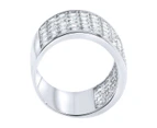 Sterling Silver STAR Ring - 5 Row Cubic Zirconia - Silver