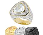 Iced Out Bling Micro Pave Ring - TRILLION Zirconia - Gold/Gold