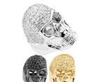 Iced Out Bling Micro Pave Ring - 3D SKULL Zirconia - Black