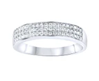 Sterling 925 Silver Pave Ring - Three Lines Pave - Silver