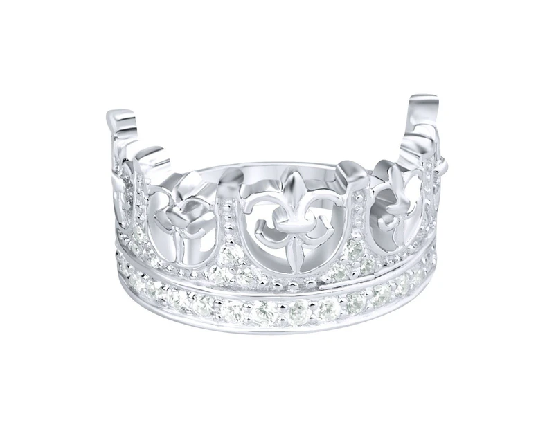 Sterling 925er Silber Pave Ring - KING CROWN - Silver