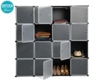 Ortega Home Modular 16-Compartment Storage Unit - Black