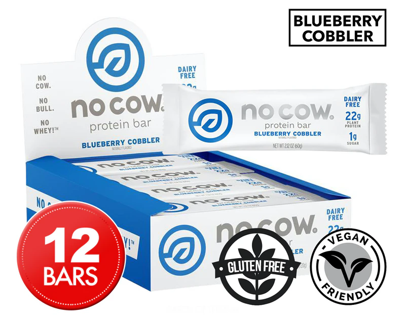 12 x No Cow Protein Bars Blueberry Cobbler 60g