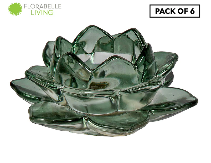 Florabelle Living 12x6cm Rose Tealight Candle Holder 6-Pack - Emerald