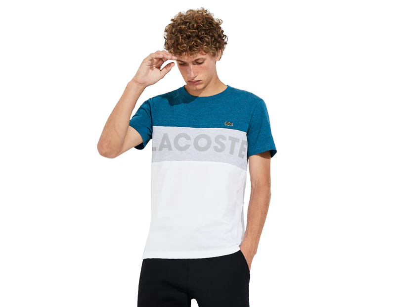 Lacoste Sport Men's Lifestyle Lightweight Knit Tee / T-Shirt / Tshirt - Blue/Grey