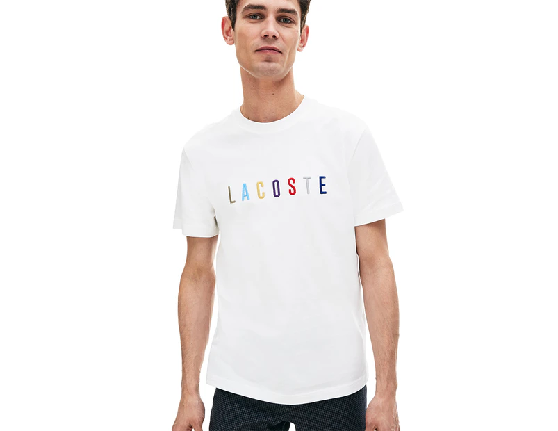 Lacoste Men's 90s Logo Mania Tee / T-Shirt / Tshirt - Flour