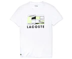 Lacoste Sport Men's Tennis Technical Jersey Logo Tee / T-Shirt / Tshirt - White/Black/Flash