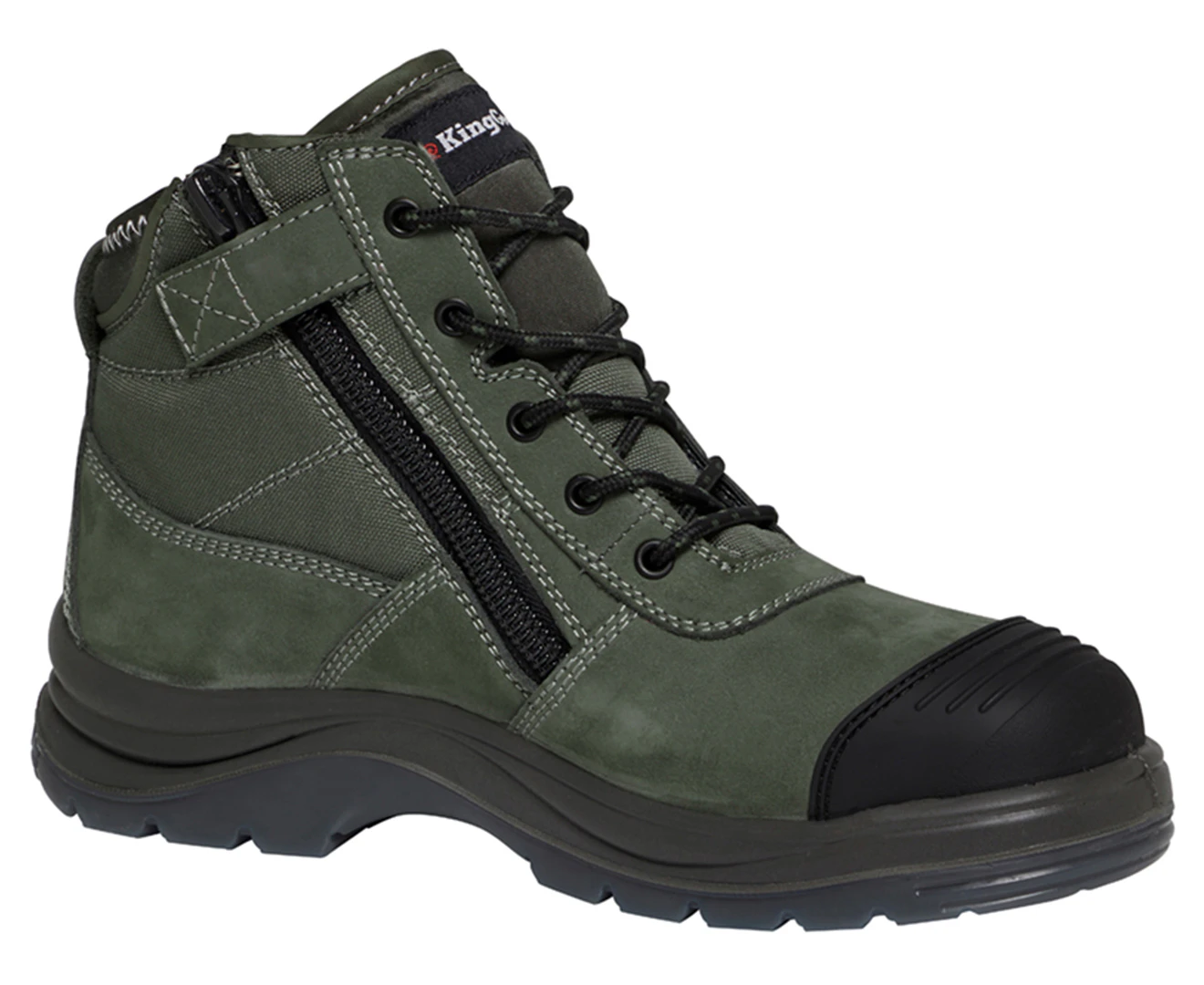 KingGee Men's Tradie 5-Inch Side Zip Safety Boots - Khaki