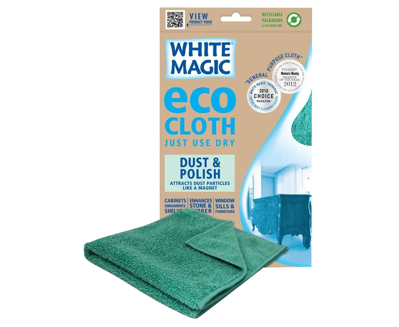 White Magic Microfibre Dust/Polish Surface/Cabinet Eco Cloth Towel Wipe/Scrub