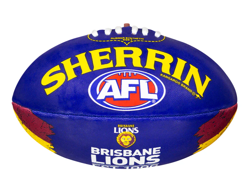 Sherrin Synthetic Lions Song Size 2 AFL Football - Blue/Brown/Yellow