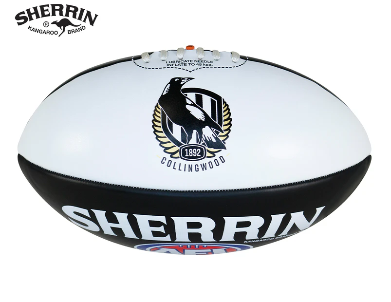 Sherrin PVC Autograph Magpies Size 3 AFL Football - Black/White