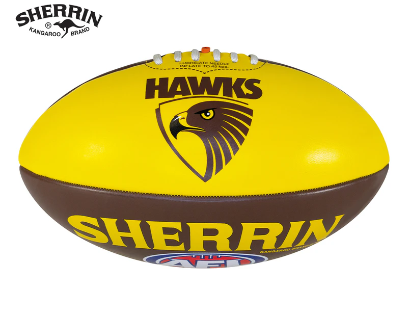 Sherrin PVC Autograph Hawks Size 3 AFL Football - Brown/Gold