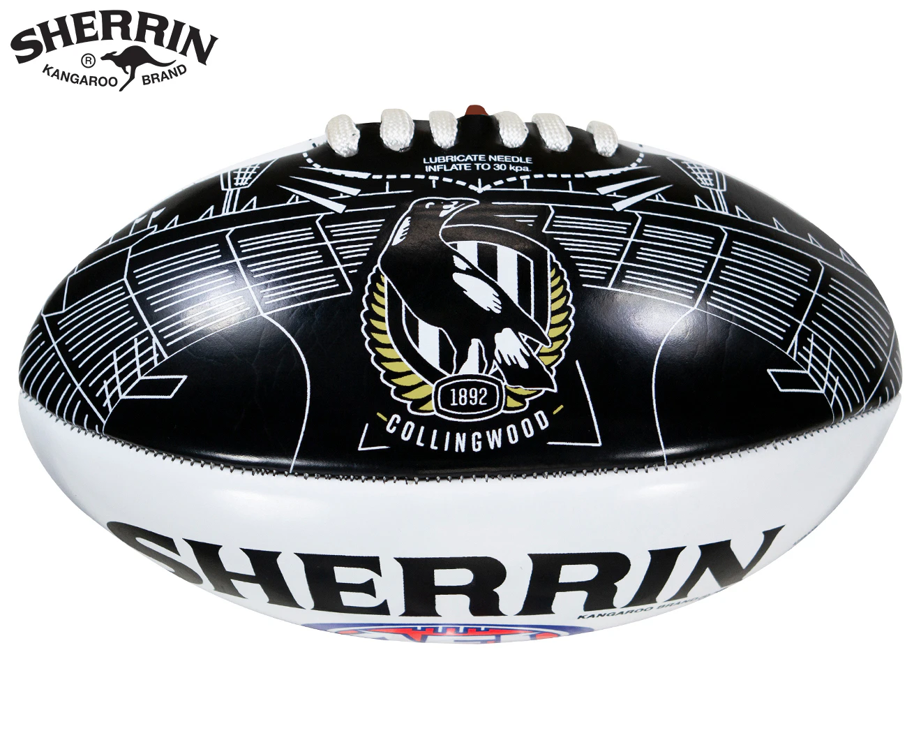 Sherrin PVC Softie Magpies Mini AFL Football - Black/White