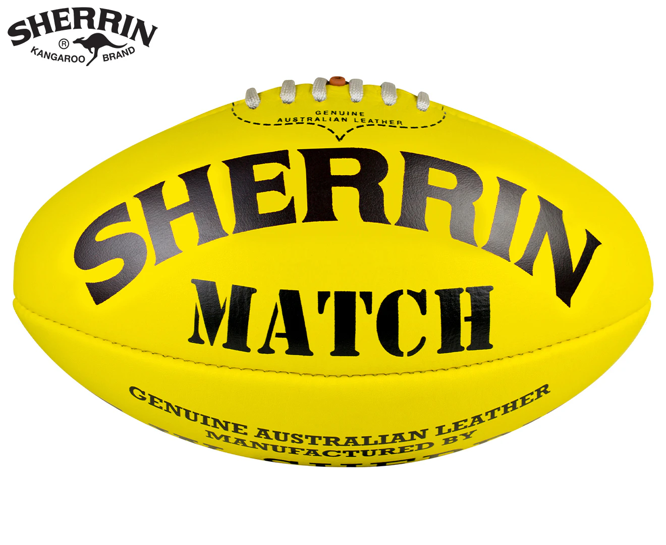 Sherrin Match Size 5 AFL Leather Football - Yellow