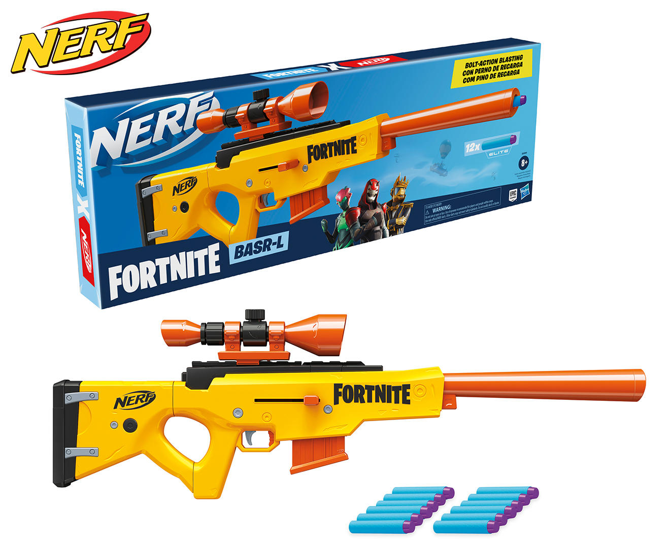 Nerf Fortnite BASR-L Bolt Action, Clip Fed Blaster, Includes