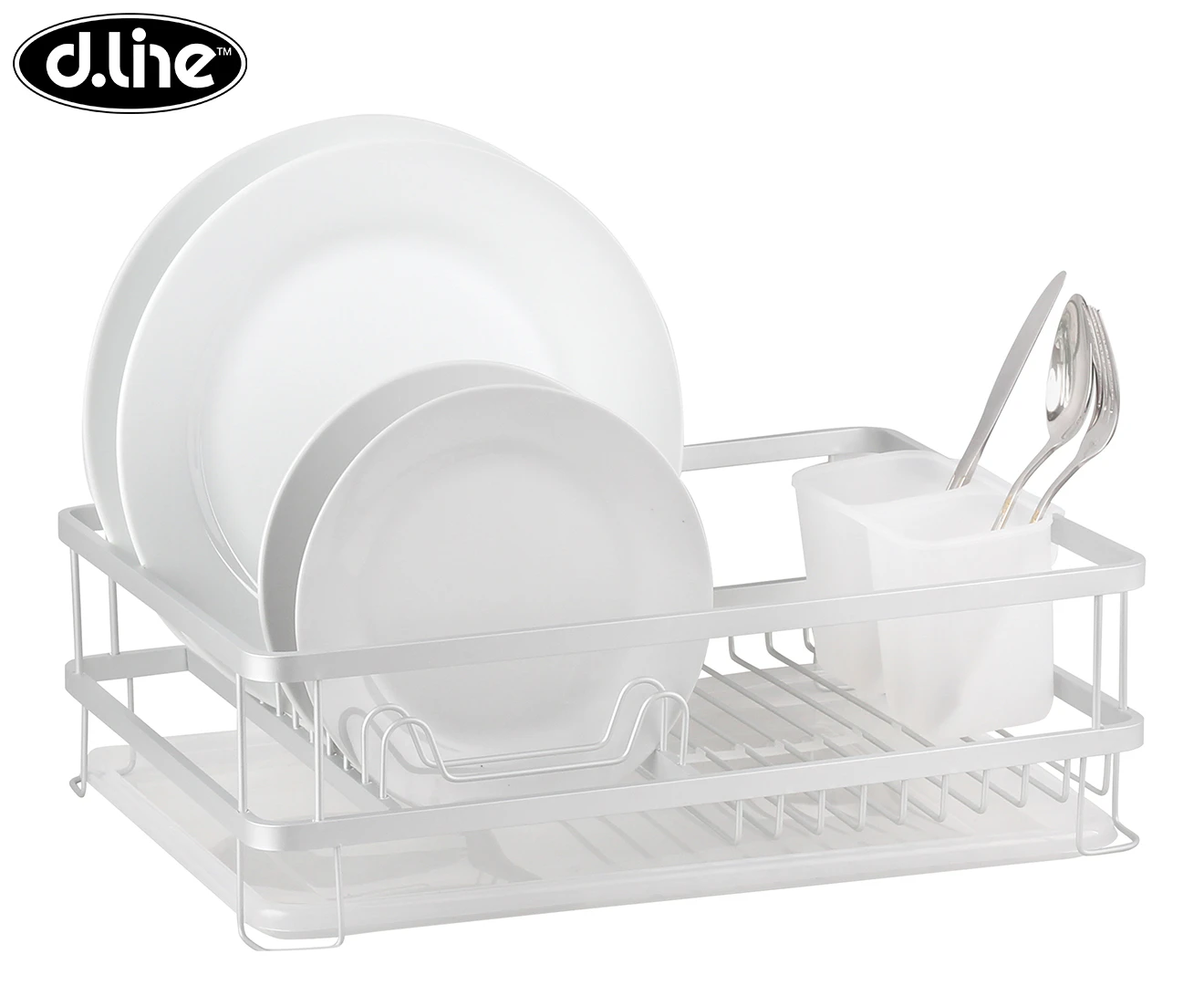 D.Line Aluminium Dish Rack w/ Draining Tray - Silver/Clear