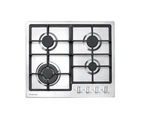 Artusi Cooktop 60cm 4 Burner Gas Hob With Flame Failure Cast Iron Trivets Stainless Steel CAGH600CIX