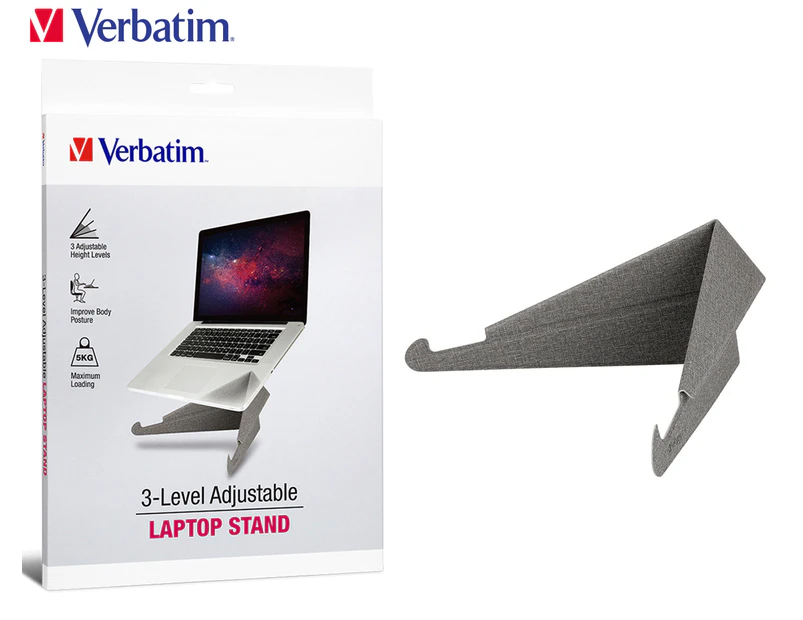 Verbatim 3-Level Adjustable Laptop Stand - Grey