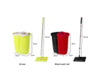 Flat Mop Bucket Floor Cleaner Set Stainless Steel Wet Dry Microfiber Mop Heads - Green