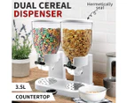 Double Cereal Dispensers Dry Food Storage Container Dispense Machine White Black - White