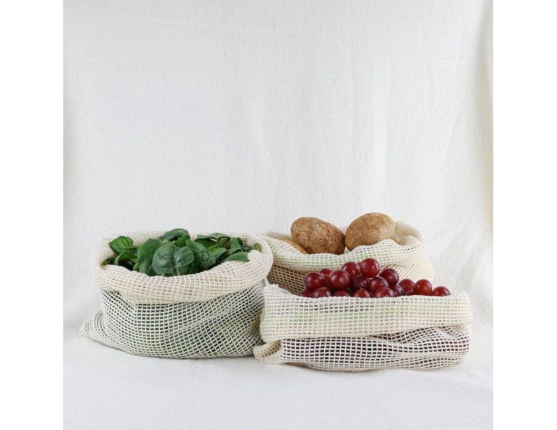 3pc Produce Bags | Reusable & Eco-Friendly | Organic Cotton