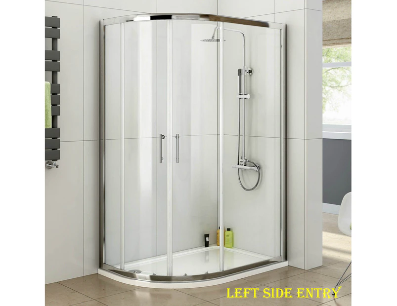 ELEGANT Curved Shower Enclosure and Base,Nano Easy to Clean Tempered Glass,Sliding Shower Door,Bath Screen,800x1000mm