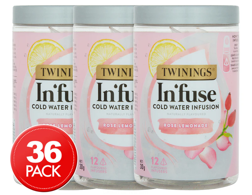 3 x 12pk Twinings Infuse Cold Water Infusion Rose Lemonade