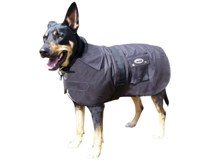 Oilskin Dog Coat Nullarbor Rug Waterproof Winter Sherpa Fur Lined 25Cm-85Cm - Brown