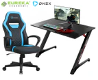 Eureka Ergonomic 43-Inch Small Gaming Computer Desk & OneX GX1 Series Gaming Chair - Black/Blue