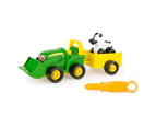 John Deere Build-a-Buddy Scoop Tractor Toy w/ Cow & Wagon - Green