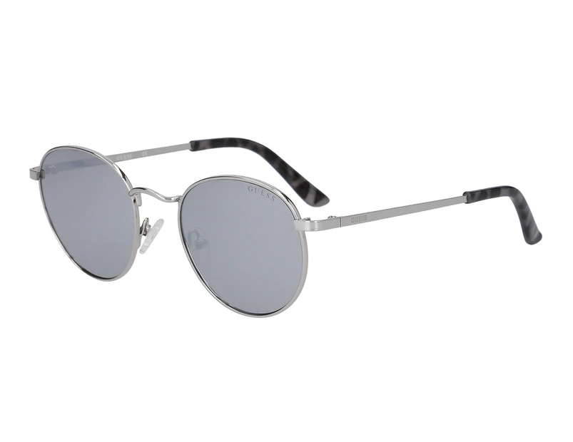GUESS Unisex GF6011 Round Sunglasses - Silver/Grey Mirror