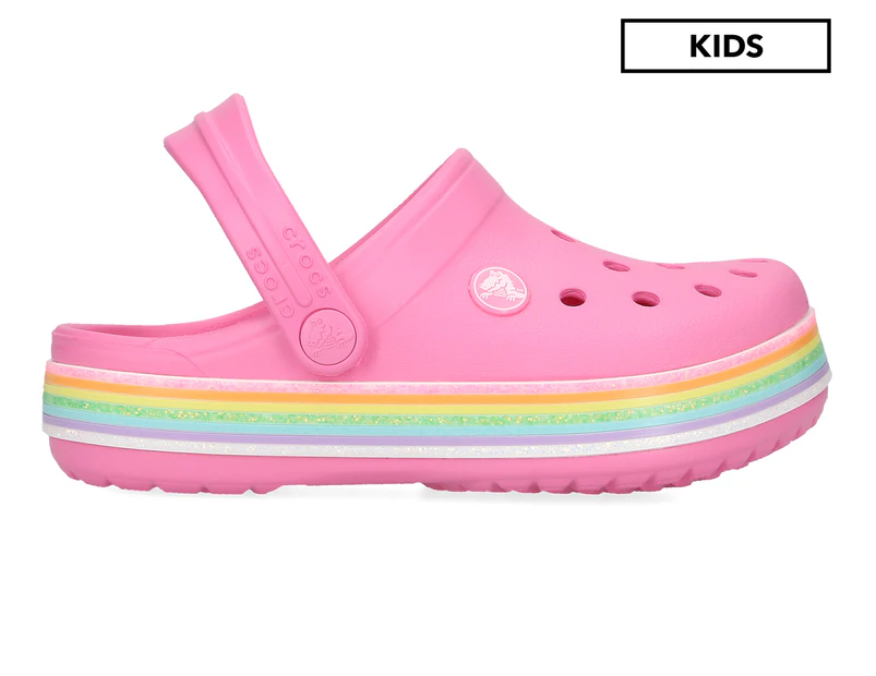 Crocs Kids' Crocband Rainbow Glitter Clogs - Pink Lemonade