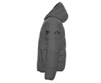 DKNY Men's Classic Logo Hooded Water Resistant Puffer Jacket - Heather Charcoal Grey