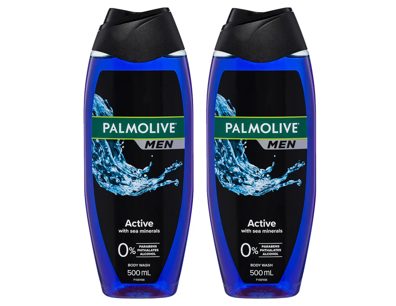 2 x Palmolive Men's Active Shower Gel Sea Minerals 500mL