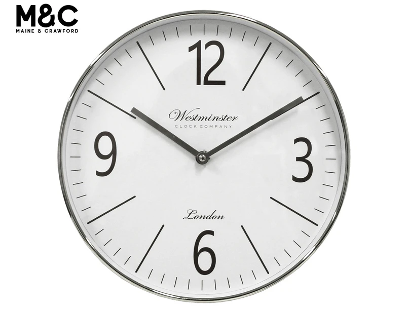 Maine & Crawford 29.5x5cm Barnet Metal Wall Clock Analogue Hanging Assorted