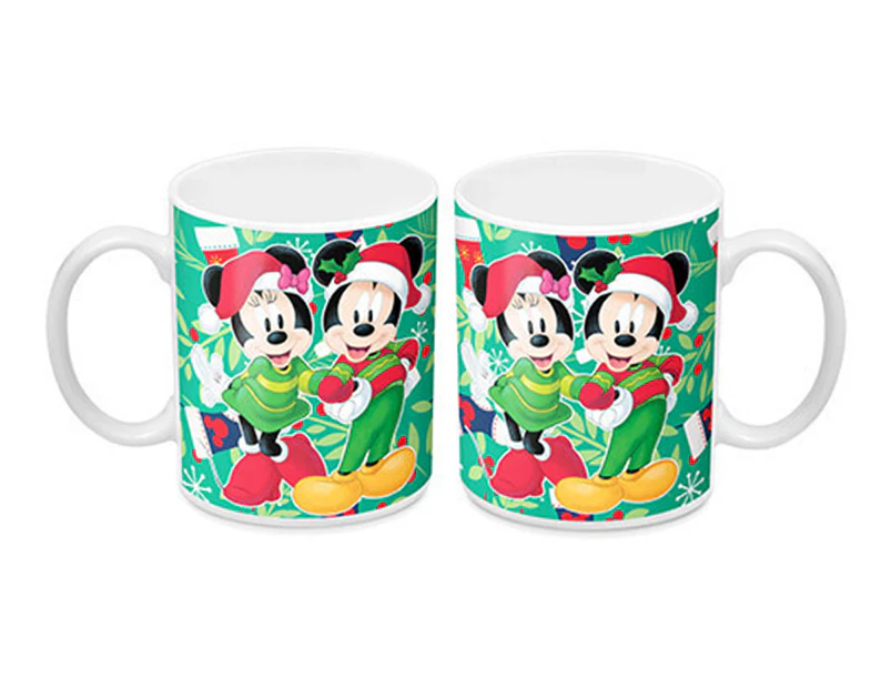 Disney 330mL Mickey and Minnie Christmas Mug - Green