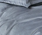 CleverPolly Corduroy Velvet Super King Bed Quilt Cover Set - Steel