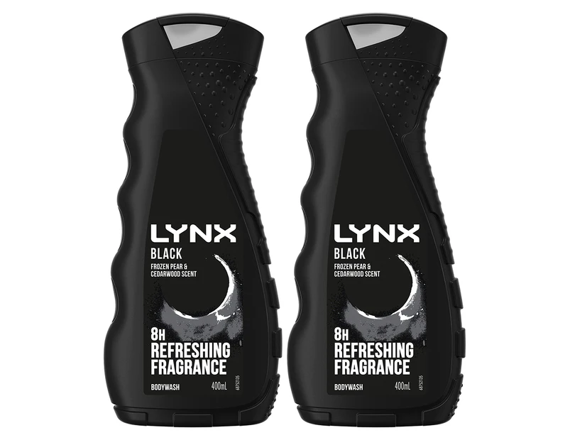 2 x Lynx Black Just Chill Body Wash Frozen Pear & Cedarwood 400mL