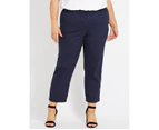 Beme Ankle Tapered Stretch Twill Pant - Womens - Plus Size Curvy - Navy