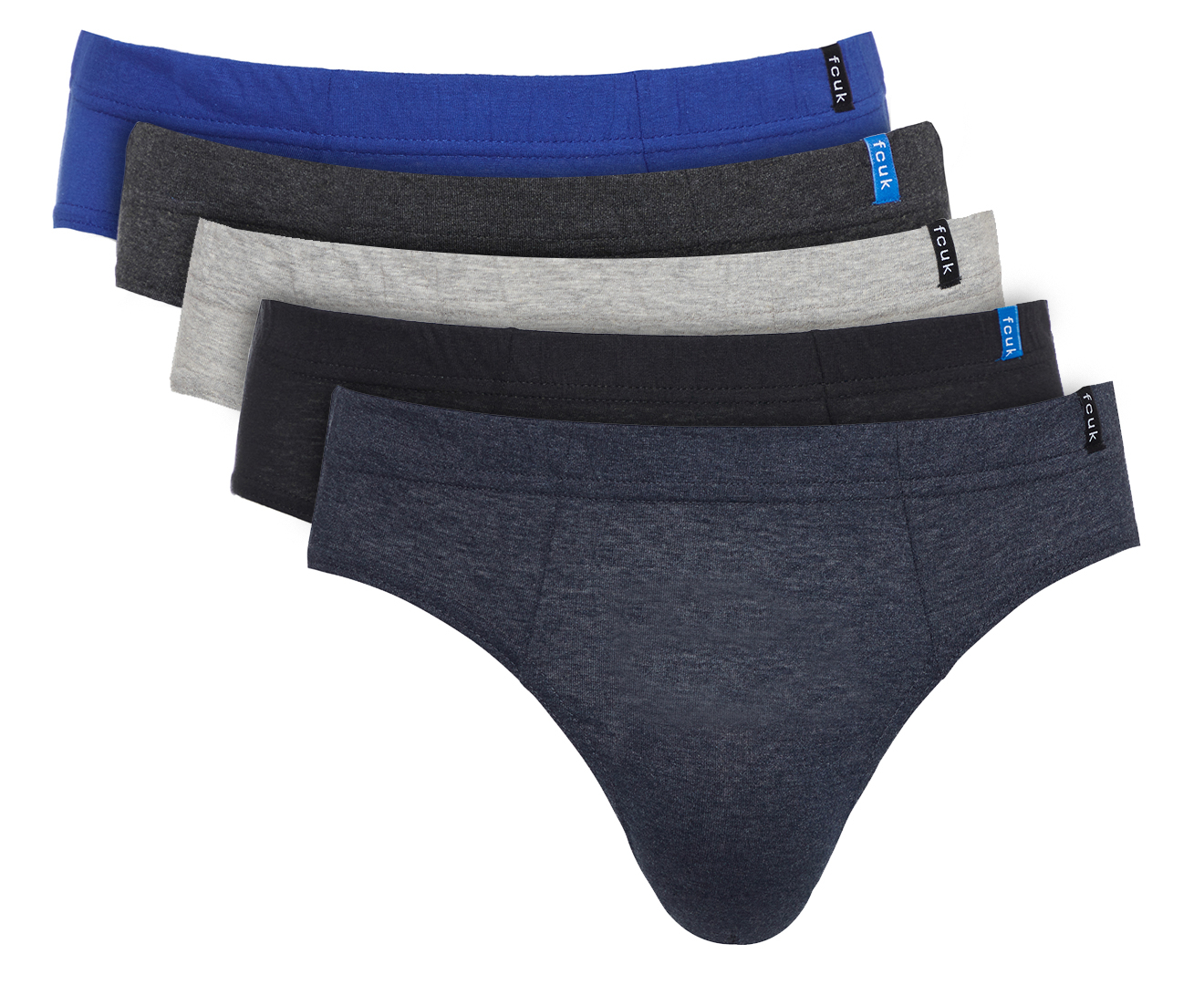 French Connection Men's Low Rise Briefs 5-Pack - Black/Charcoal/Grey ...