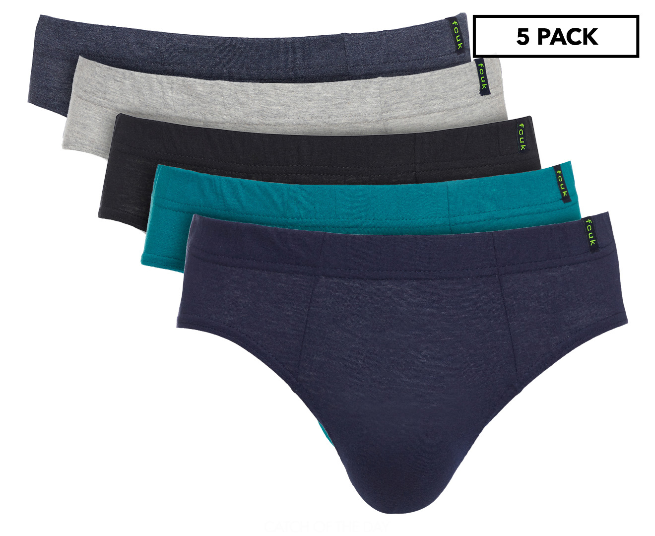 French Connection Men's Low Rise Briefs 5-Pack - Black/Navy/Grey/Blue ...