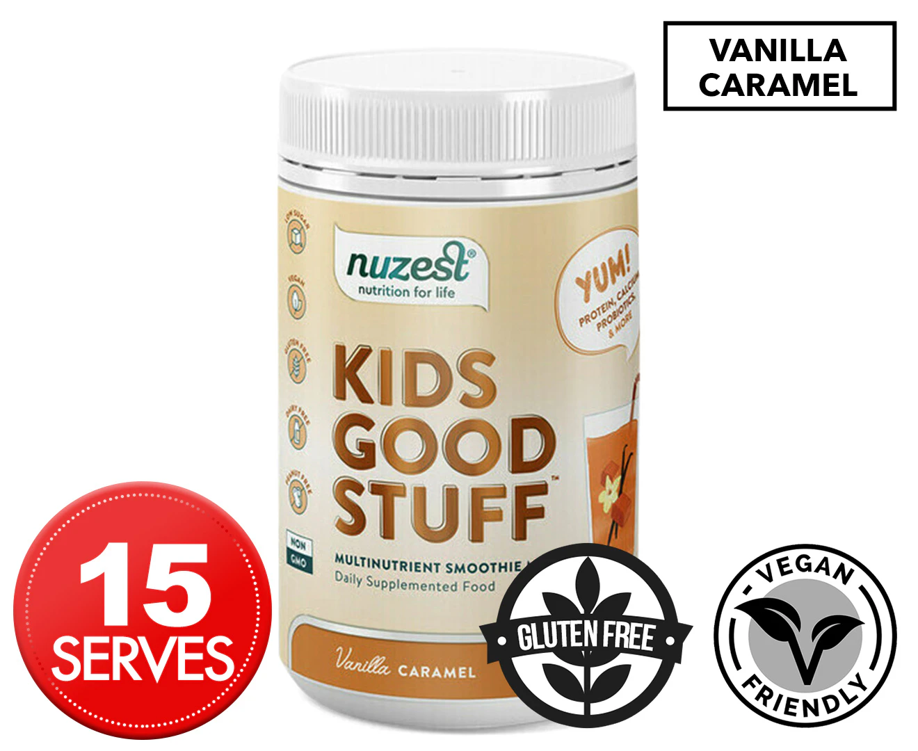 NuZest Kids Good Stuff Multinutrient Smoothie Mix Vanilla Caramel 225g