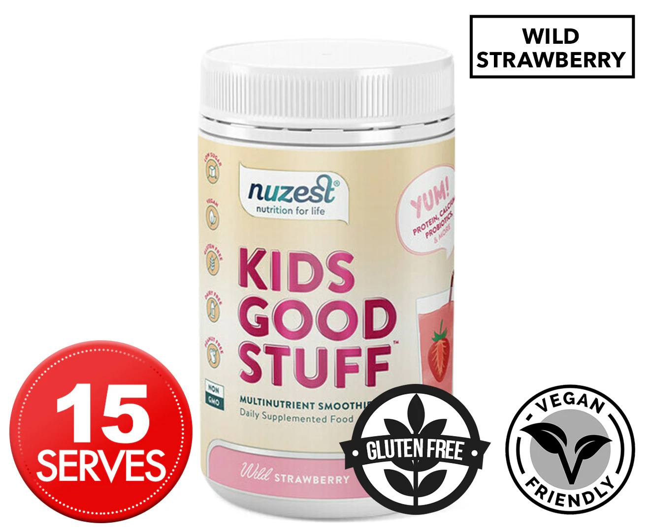 NuZest Kids Good Stuff Multinutrient Smoothie Mix Wild Strawberry 225g