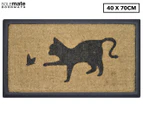 Solemate 40x70cm Cat and Butterfly Rubber Backed Doormat - Multi